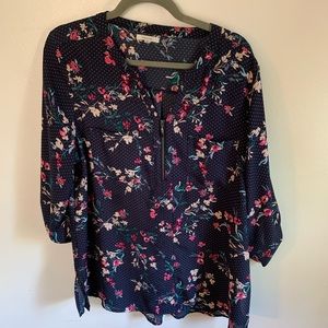 Navy floral blouse
